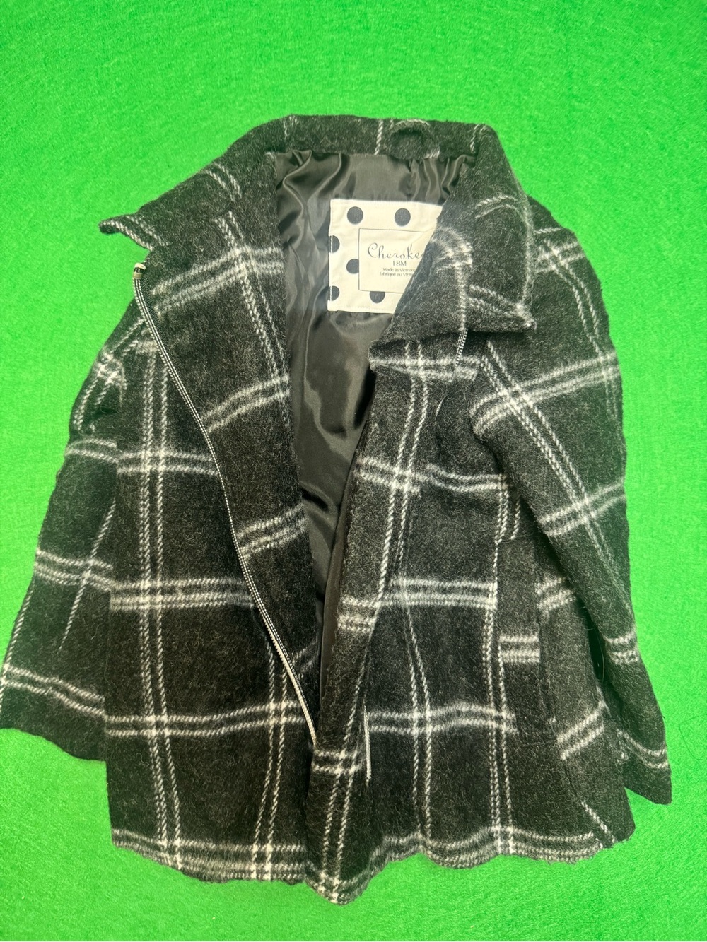 Cherokee Black Plaid Wool-Blend Coat